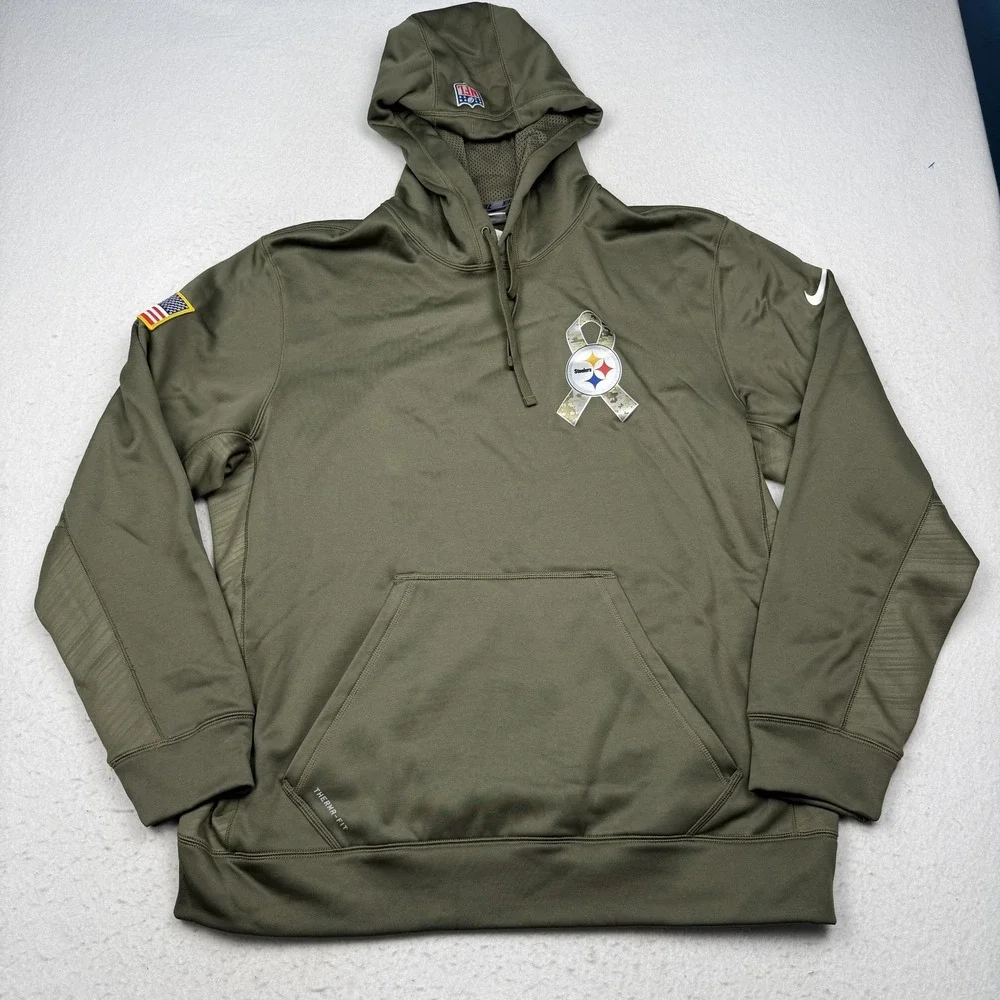 Pittsburgh Steelers Hoodie Mens XL NFL Football Salute To Service Nike Therma